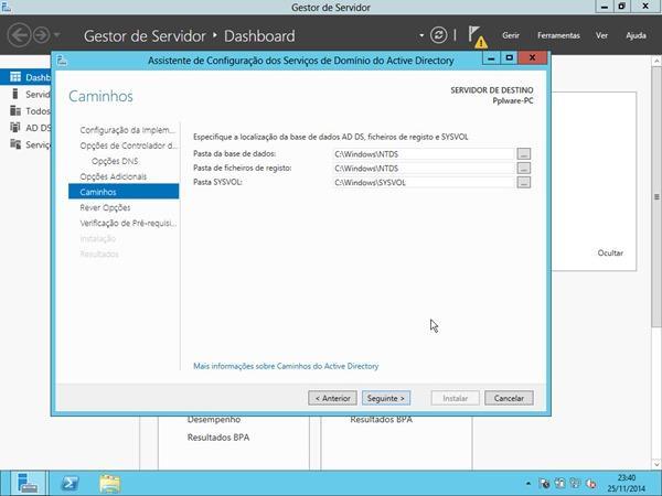 ficheiros do System Volume (Sysvol).