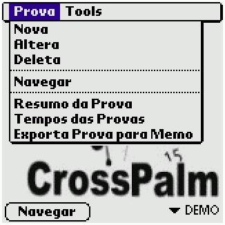 várias provas podem ser cadastradas e mantidas na memória. Estas são as opções da guia Prova, por aqui é possível cadastrar uma nova prova, alterar e/ou deletar uma prova existente.