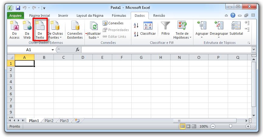 2010 Vamos verificar os procedimentos para importação de dados externos no Excel 2010.