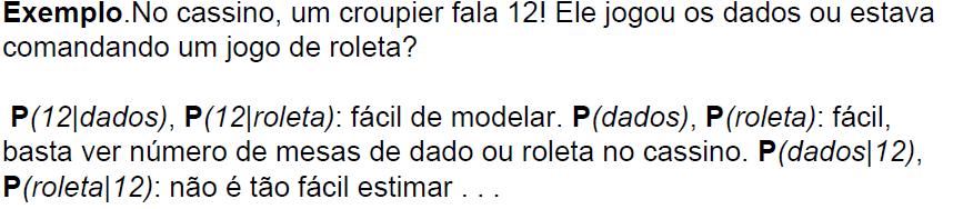 Inversão Bayesiana (Regra de Bayes) P(H e): Probabilidade posterior P(H): Probabilidade a priori Por quê a fórmula é importante?