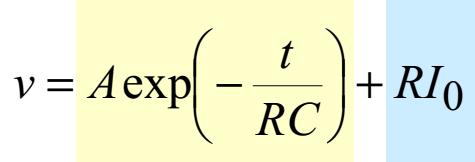 Resposta a uma função excitação constante A solução geral possui duas partes: uma função exponencial idêntica a da resposta natural de