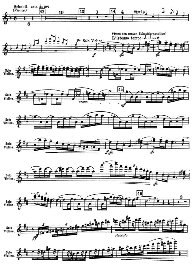 - R. Strauss: Le bourgeois gentilhomme, Auftritt und Tanz der Schneider: parte do primeiro violino