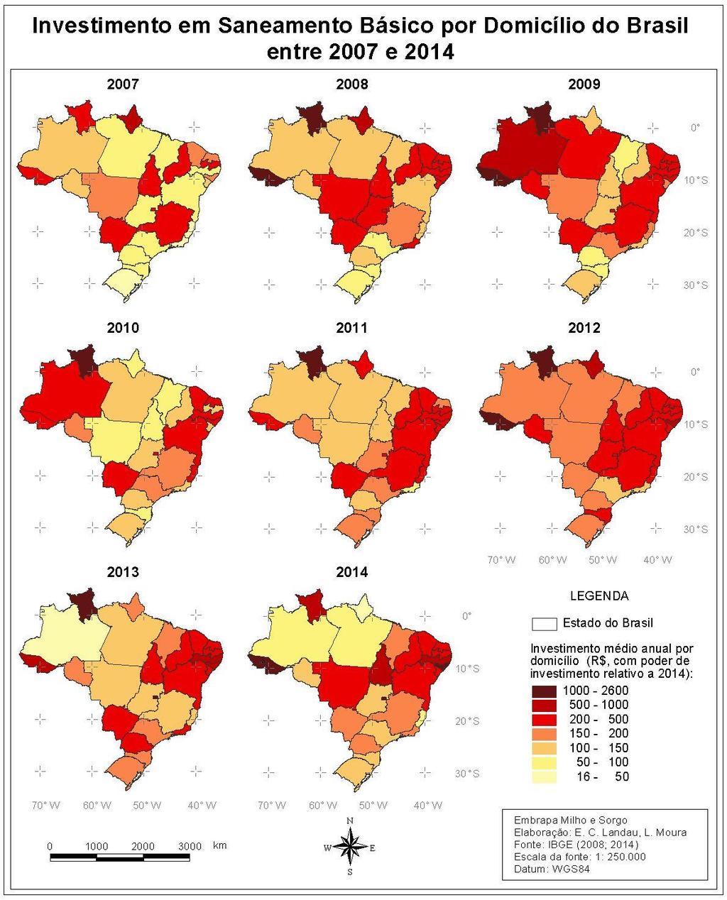 Variação Geográfica do Saneamento Básico no Brasil em 2010: domicílios urbanos e rurais Figura 11.3.