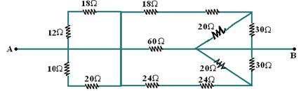 Aplicando entre os pontos A e B uma diferença de potencial U, a corrente que circulará entre A e B valerá: a) 4U/R b) 2U/R c) U/R d) U/2R e) U/4R 33)
