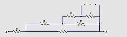 44) (IME-RJ) Sabendo que todos os resistores da malha infinita da figura têm resistência R,