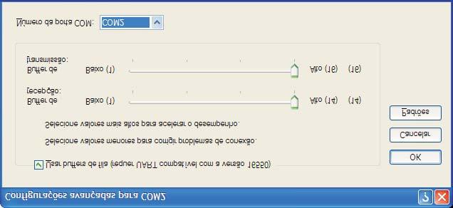 e) Na janela das configurações avançadas conforme a figura 5 abaixo, utilize a guia Número da porta COM: para selecionar um número que não esteja em uso.