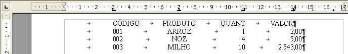 Selecione a marca da tabulação no canto superior esquerdo da régua horizontal e