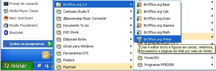 BROFFICE WRITER DOCUMENTO DE TEXTO O Writer possui todas as características que você pode esperar de editor de textos moderno e completo, incluindo até mesmo recursos típicos de programas de