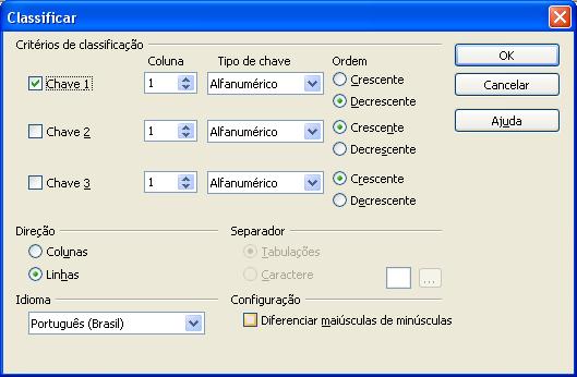 CLASSIFICANDO OS DADOS DA TABELA Coloca os dados em ordem alfabética ou numérica.