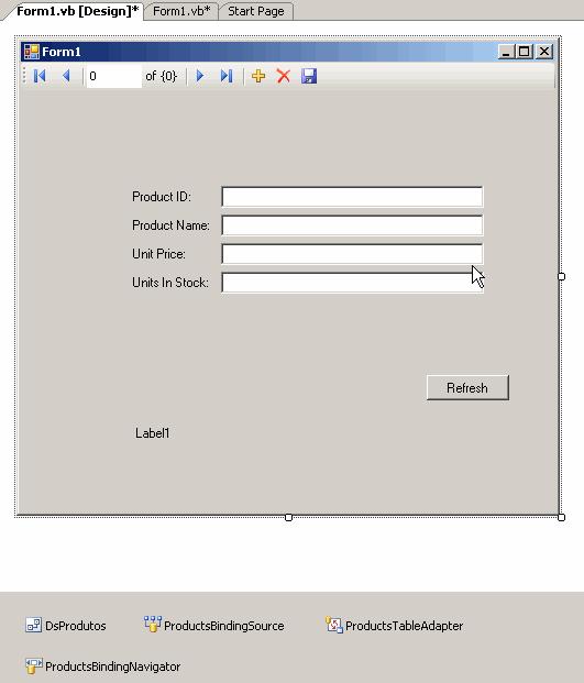 7) Altere o código do load, separe o código em uma sub chamanda "conectando" 8) Chame a sub "conectando" do Load e do botão cmdrefresh Private Sub Form1_Load(ByVal sender As System.