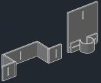 178 3X - Componentes de fixação Componentes, foram projetados no AUTOCAD e criados em chapa de aço, sendo responsáveis por fixar o motor do eixo Z no X e a extrusora no Z e também um suporte para a