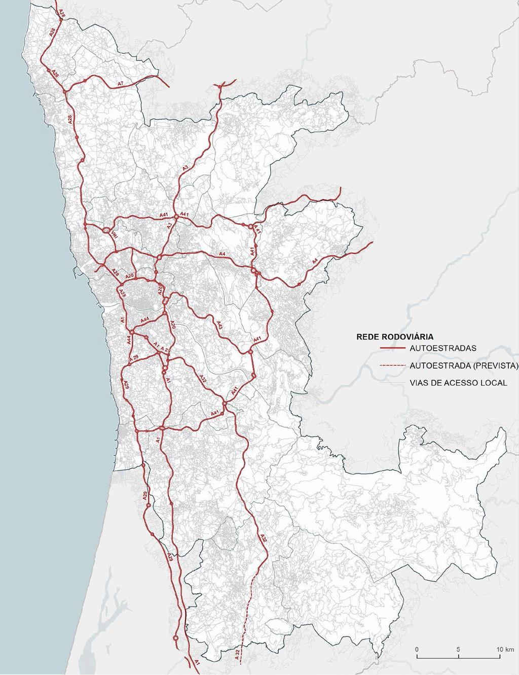 2.5. Transporte Individual A rede viária de hierarquia principal da AMP encontra-se quase completa oferecendo boa cobertura tanto a nível intra quer inter metropolitano.