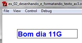 Desenhar texto Ex_02 (continuação) Experimente a utilizar o formato anterior E altere o código de forma a o formato abranger o texto todo