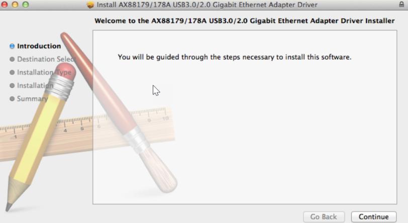 do Mac OSX ser reiniciado). 2. Clique em "AX88179_178A_vx.