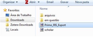 arquivo no formato RIS que foi exportado durante a pesquisa.