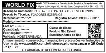 Embalagem do produto A rastreabilidade do produto é feita no corpo do produto através da marcação dos seguintes itens: I -