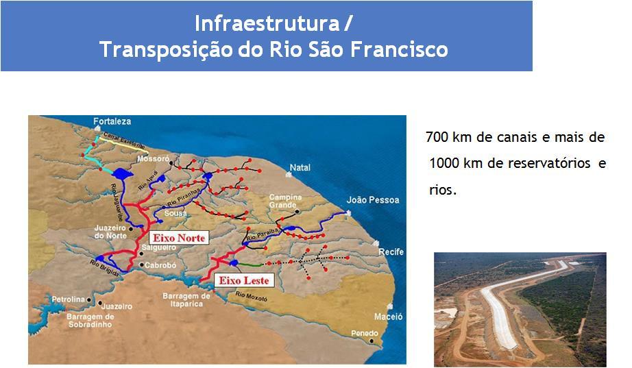 A transposição de águas do Rio São Francisco, dentro do estado de Pernambuco, possibilitará o atendimento de 68 municípios