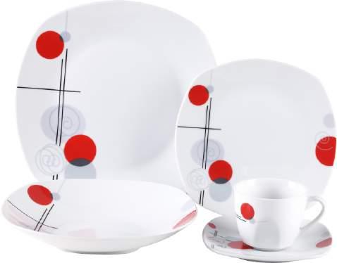 Jantar Redondo de Porcelana 42 peças Prato: 27 cm Caixa Master: 2 aparelhos 052850064 Aparelho de Jantar Quadrado de Porcelana 30 peças