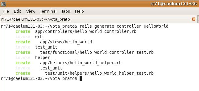 . Cada método criado no controller é uma action, que pode ser acessada através de um browser. Para escrever na saída, o Rails oferece o comando rer, que recebe uma opção chamada text (String).