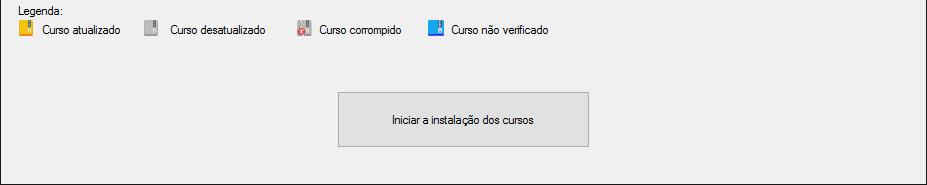 Recarregar cursos do dispositivo: Clique sobre este botão quando for necessário recarregar os arquivos de curso no dispositivo, ou seja, quando for adicionado um novo arquivo de curso no dispositivo.