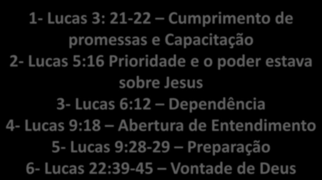 RESUMINDO 1- Lucas 3: 21-22 Cumprimento de promessas e Capacitação 2- Lucas 5:16 Prioridade e o poder estava sobre Jesus 3-