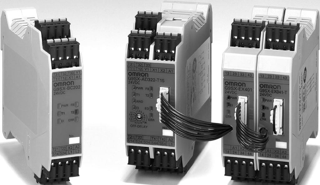 de segurança flexível G9SX A função lógica permite maior flexibilidade na expansão da E/S Facilita a configuração do sistema de controlo total ou parcialmente.