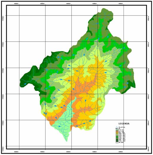 3. Resultados As Figuras 4, 5 e 6 apresentam alguns resultados obtidos das características físicas da subbacia utilizando SIG.