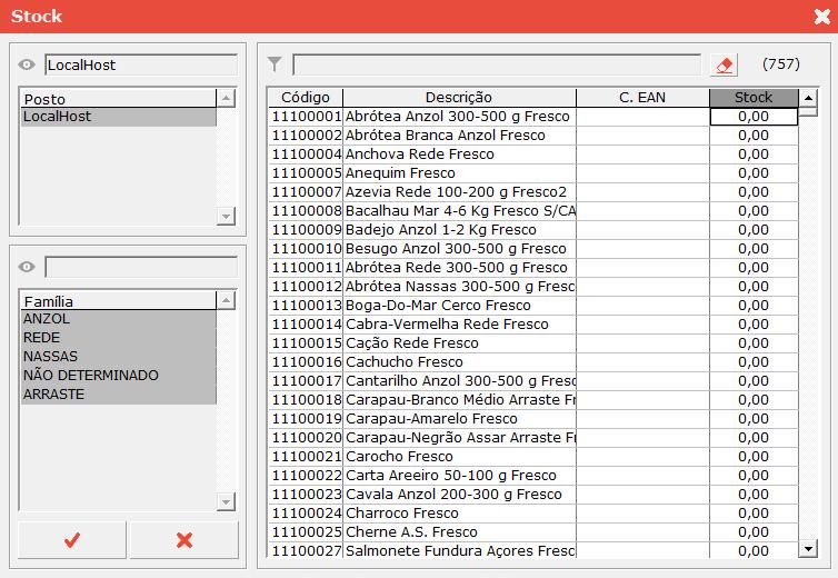 2.4.3.1 Artigos Stock Nesta janela pode-se alterar o Stock de cada artigo, em cada posto.