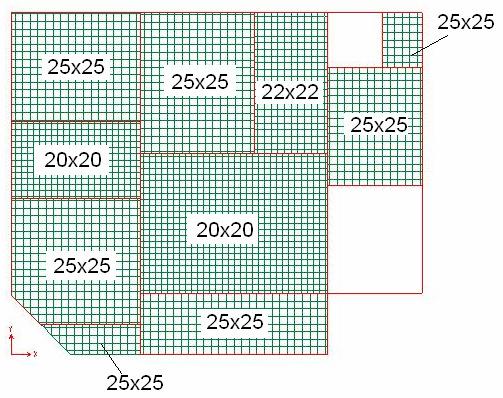 105 A figura 6.3 ilustra o pavimento modelado em analogia de grelha com malhas desencontradas, bem como o espaçamento utilizado para cada laje: Figura 6.