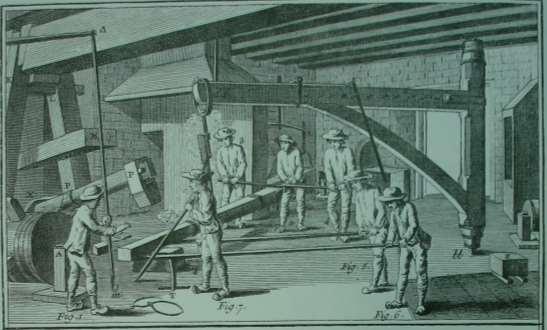 Na figura abaixo, pode-se observar o modelo de fabricação de uma âncora de ferro com cepo de madeira em fins do século XVIII, na França.