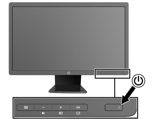 2. Pressione o botão Liga/Desliga na parte frontal do monitor para ligá-lo.