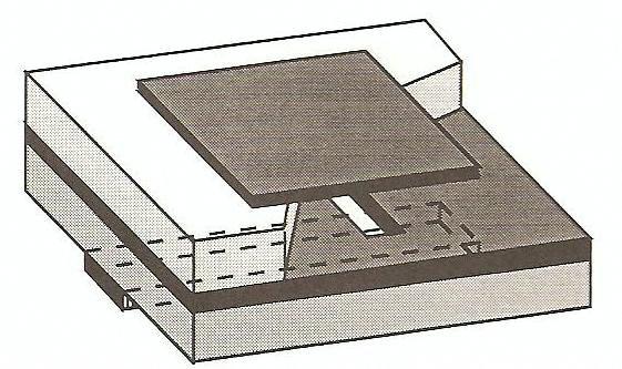 Fig.3.6. Geometria de antena alimentada através de acoplamento por abertura. 3.