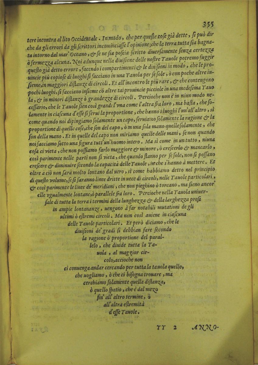Figura 4: Página 3545do La Geografia (1564) de Claudio Tolomeu Alessandrino. Parágrafo no formato de pirâmide invertida.