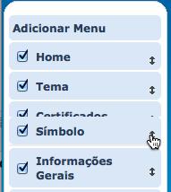 Figura 21 - Ordenação de menu de site de evento Apenas os