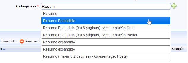 Figura 35 - Cadastrar sessão Para definir categorias para a sessão, digite a desejada e caso for necessário adicionar outras clique no botão.