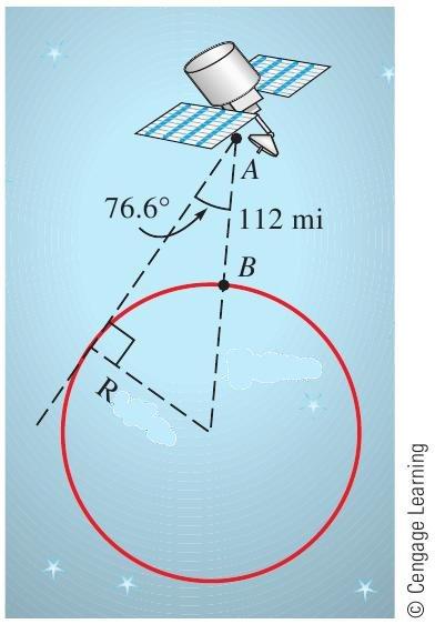 RAIO DA TERRA Exercício 10: Um satélite está circulando 112 milhas acima da Terra, como mostrado na figura.