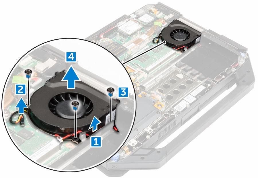 c. placa de ancoragem d. tampa da base e. unidade óptica f. unidade de disco rígido g. bateria 4. Siga o procedimento indicado em Após efectuar qualquer procedimento no interior do computador.