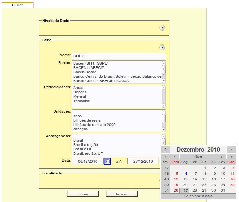 Ainda no filtro Série é possível a escolha do intervalo de datas desejada nos resultados.