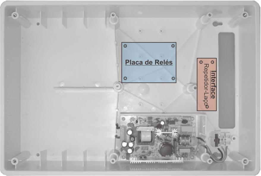 Ligação do Interface para Repetidor Este interface utilizado para comunicar com o painel repetidor da central deverá ser ligado ao conector que se encontra na parte inferior do circuito impresso e