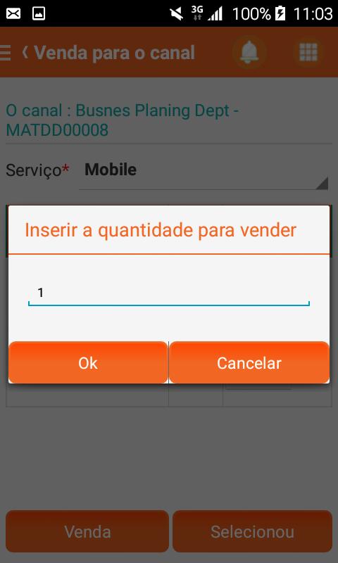 Etapa 3: Inserir a informação de produto que quer vender A tela aparece a lista de produto com a padrão