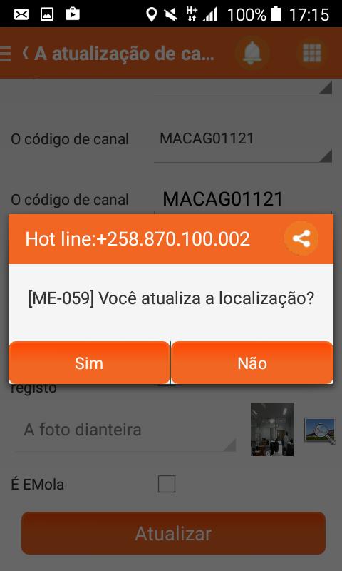 Etapa 3: Depois de selecionar Atualizar, o sistema vai marcar a localização atual