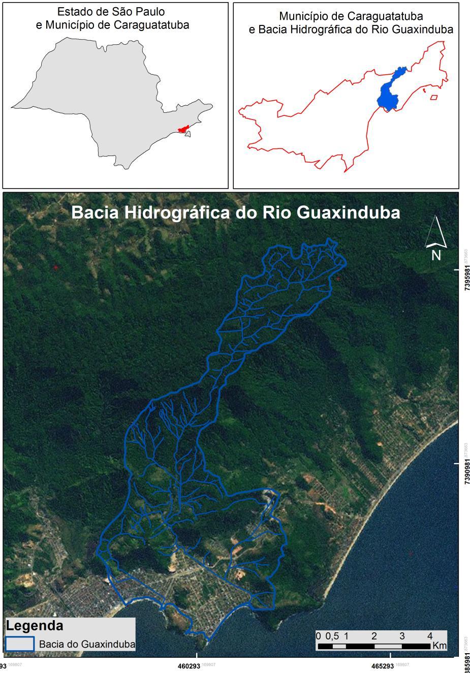 Figura 2: Localização da área de estudo (Bacia do Rio Guaxinduba). Fonte da Imagem: Banco de Dados on line do Arcgis 10