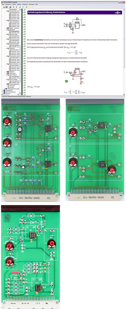 3 Curso - Eletrónica 5: Amplificador operacional SO4204-5M 1 Inclui: 1 placa de experiências com circuitos do amplificador operacional de inversão e não inversão 1 placa de experiências com circuito