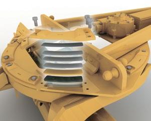 O engate de articulação contém um rolamento de rolos cônico grande para carregar cargas de maneira uniforme e suave.