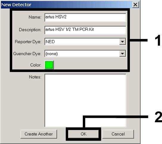 8.5.1.2 Criação/Selecção dos detectores Coordene ao documento os correspondentes corantes de detecção com a ajuda do submenu Detector Manager, que se encontra no menu Tools.