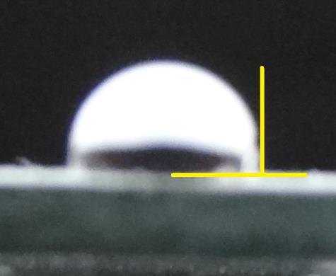 Figura 3. Absorção de água dos scaffolds obtidos por electrospinning. Para avaliar-se a hidrofobicidade, foi medida a molhabilidade dos scaffolds.