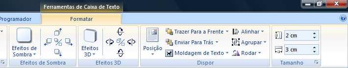 A seguir faz as seguintes opções em Ferramentas de Caixa de Texto e