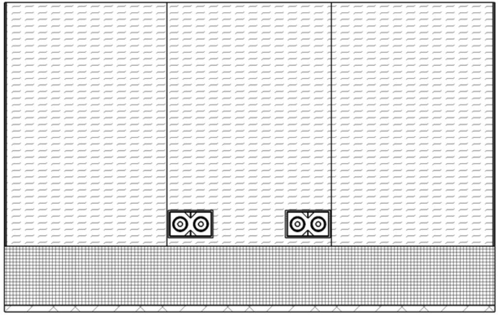 Vista lateral (com tratamento A Christie recomenda esta configuração para o nível de pressão sonora (SPL) mais equilibrado por todo o auditório.