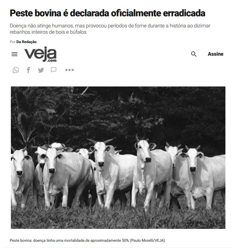 contagiosa matou milhões de animais especialmente na África,