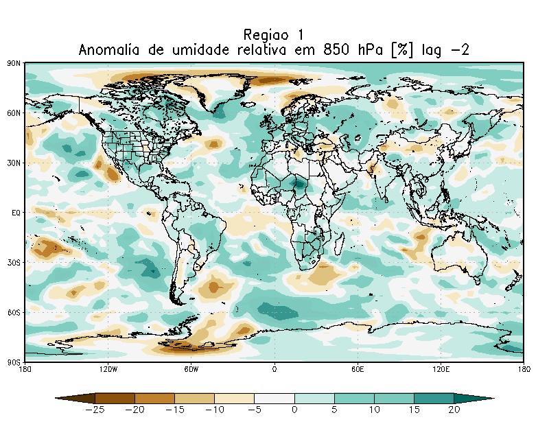 6. Condições atmosféricas associadas a veranicos 71 Figura 6-5: Diferença entre as composições de anomalias de temperatura da